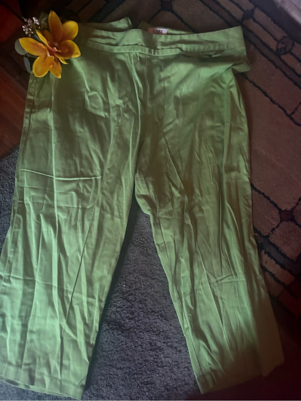 Ladies Green Wide-Leg Pants - Comfortable Stylish Fit boho